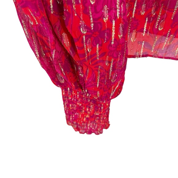 Lilly Pulitzer Alfreda Long Sleeve Top in Amaryllis Red Secret Hideaway Size 16 - Picture 7 of 13